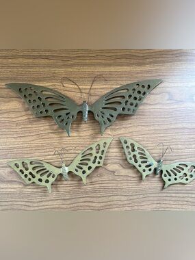 Set of 3 Brass Butterfly Wall Decor